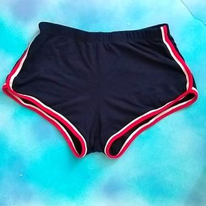 White red and blue booty shorts